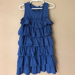 Mini Boden tiered ruffle blue dress